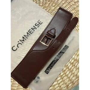 Commense Brown Corset Belt Gold Buckle Elastic Wide Waist Fashion Accessory